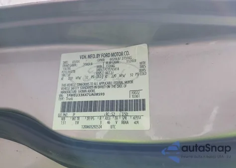 2007 Ford Explorer Sport Trac Limited from USA, damaged, VIN 1FMEU33K47UA08593